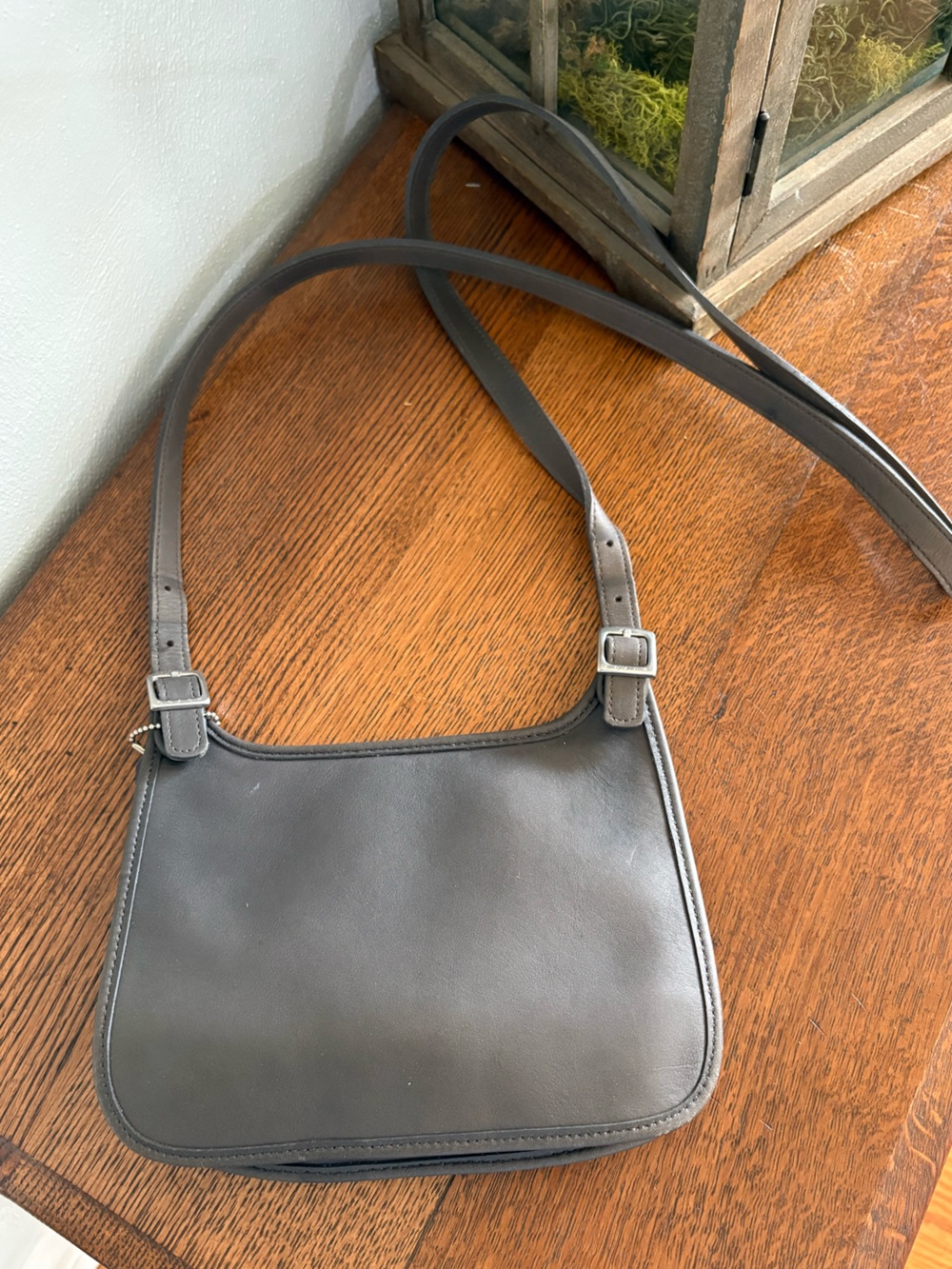 Coach charcoal Gray Leather Crossbody Saddle Bag